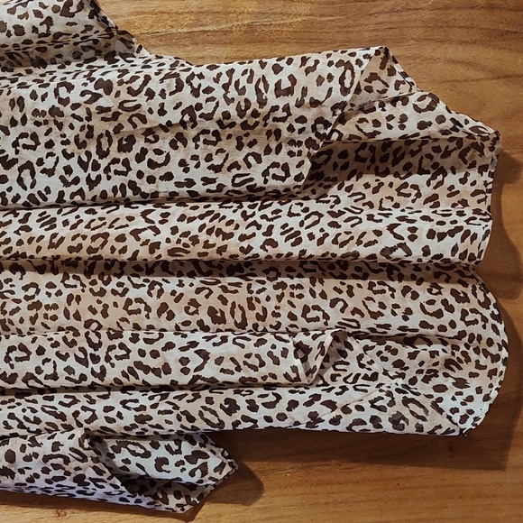 Aerie Animal Print Chiffon Coverup Kimono Brown Tan Sheer Flowy Wrap Leopard OS - Picture 3 of 10